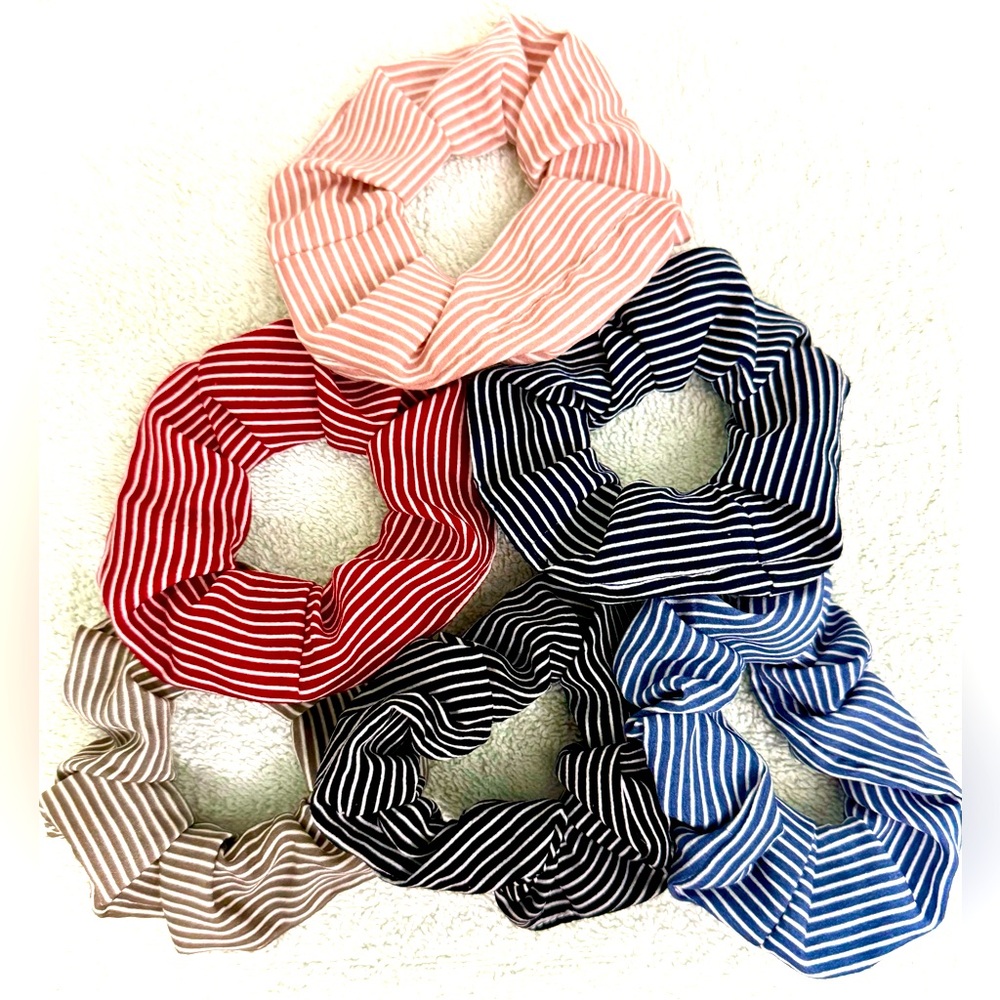 6 Pack Of Striped Large Scrungees